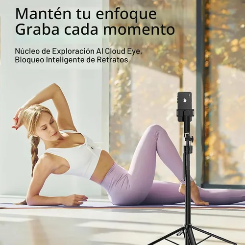 Vista 5 de Trípode extensible de seguimiento facial automático, trípode giratorio de 360°, palos selfie de 70 pulgadas, control de movimiento automático