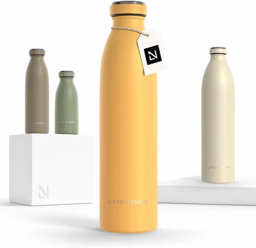 Vista 38 de LARS NYSØM Botella de agua aislada de acero inoxidable de 12 onzas, 17 onzas, 25 onzas, 34 onzas, 51 onzas, frasco térmico aislado para bebidas