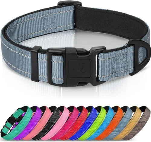 Vista 11 de Joytale - Collar reflectante para perro, collar de nailon transpirable con acolchado de neopreno suave para mascotas, ajustable para cachorros