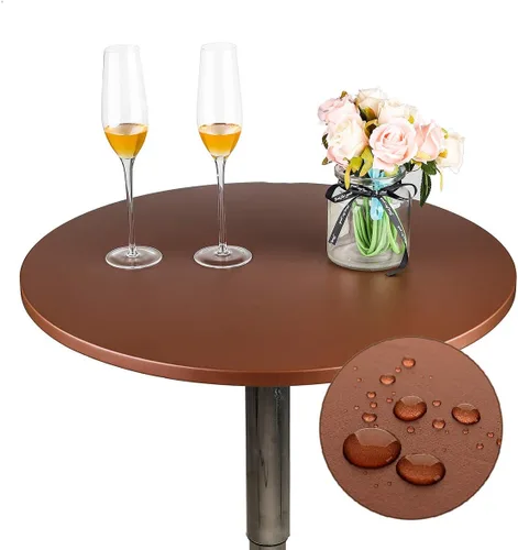 Vista 18 de JISEN Mantel elástico ajustable redondo de licra para cóctel con brillo metálico, cubierta de mesa con tapa de 61 cm, color dorado