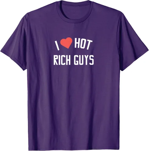 Vista 4 de RICH GUYS - Camiseta con texto en inglés "I LOVE HOT RICH GUYS