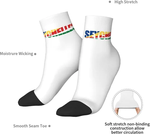 Vista 7 de GDJF Seychelles Flag Seychellese Text Word Art Ankle Socks Winter Low Cut Sports Warm Breathable Comfort Casual Socks For Mens And Womens - 1