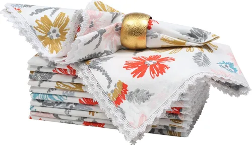 Vista 44 de Bedding Craft Juego de 12 Servilletas de Tela para Cena – 18x18 Azul Aéreo con Aspecto de Lino y Dobladillo Decorativo – Suaves, Lavables a Máquina