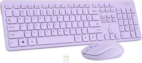 Vista 9 de Combo de teclado y mouse inalámbricos: teclado estándar Rii para PC de oficina y ratones inalámbricos ópticos (negro)