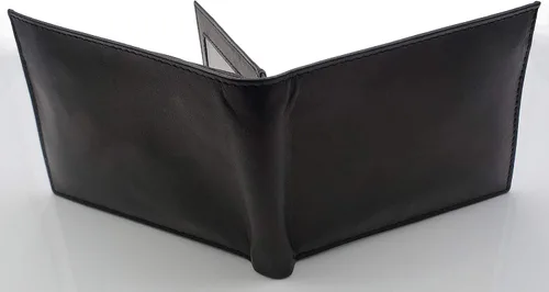 Vista 7 de AG Wallets Billetera plegable para hombre, piel de vaca real, 2 solapas centrales de identificación, 2 compartimentos para billetes