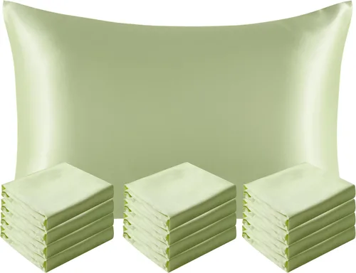 Vista 39 de NTBAY Paquete de 2 fundas de almohada estándar de satén para cabello y piel, lujosas y sedosas fundas de almohada con cierre de sobre, 20 x 26