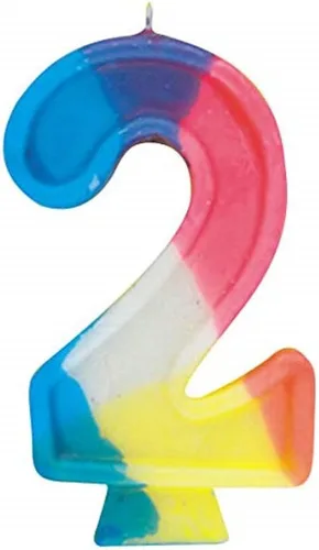 Vista 7 de Vela de cumpleaños arcoíris número "0", 2.75 pulgadas (1 unidad), centro de mesa de celebración de cera colorida, decoración perfecta para fiestas