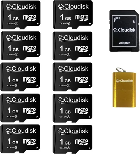 Vista 9 de Paquete de 10 tarjetas Micro SD de 128 MB de pequeña capacidad (no 128 GB) Tarjeta de memoria C4 con adaptador, lector de tarjetas