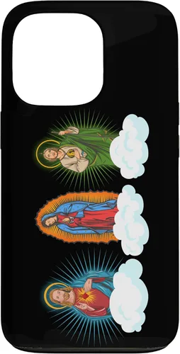 Vista 10 de Funda para iPhone 17 con diseño de Jesús, Virgen María y San Judas Tadeo in Clouds