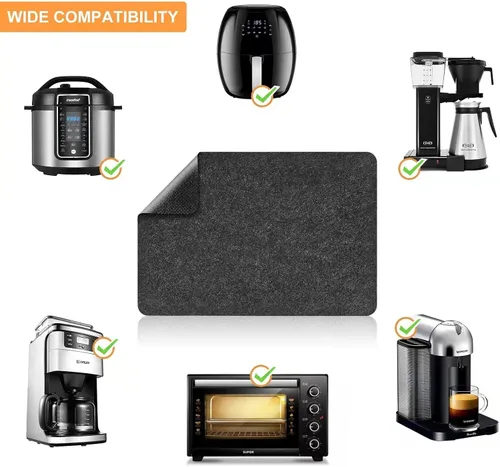 Vista 4 de SIUDANGKA 2 alfombrillas resistentes al calor para freidora de aire, cafetera, tostadora, protector de encimera rectangular negro de fieltro