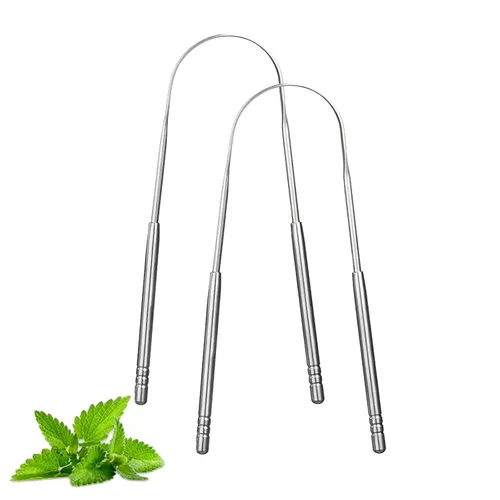 Vista 7 de Paquete de 2 raspadores de lengua, limpiadores de lengua de acero inoxidable, raspador de lengua para adultos, reduce el mal aliento y el aliento