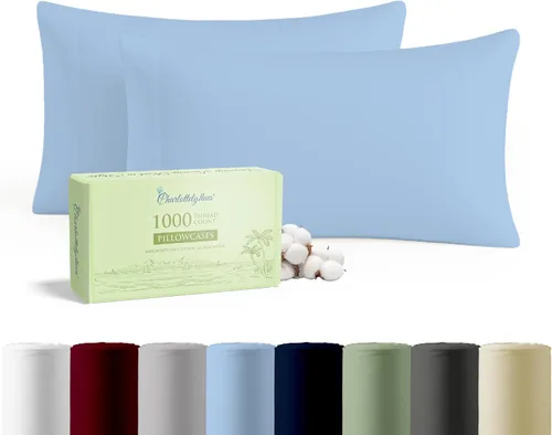 Vista 11 de CharlottelyHues Juego de 2 fundas de almohada 100% algodón egipcio, tamaño Queen (borgoña)
