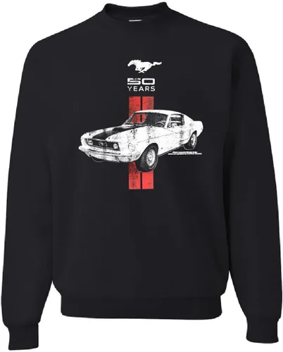 Vista 2 de Tee Hunt Ford Mustang 50 Years Novedosa Sudadera de cuello redondo GT Boss 302 Shelby Cobra Jet