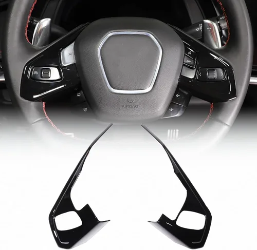 Vista 9 de Funda de marco de botón para volante compatible con Chevrolet Corvette C8 2020-2023, marco de protección de panel de volante de automóvil