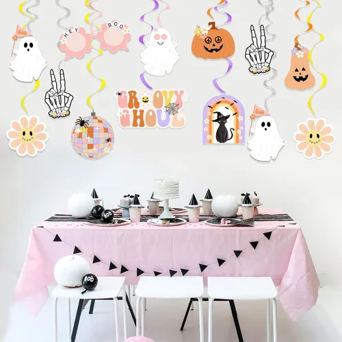 Vista 8 de 20 decoraciones geniales de Halloween, hippie de Halloween, remolinos colgantes de remolinos espeluznantes y espeluznantes serpentinas