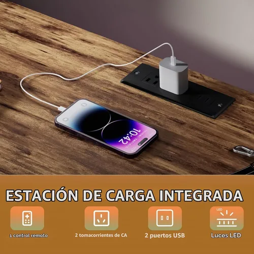 Vista 5 de VASICAR Cómoda con Patrón con Luces LED y Tomas de Corriente, Cómoda Soporte de TV con 8 Cajones para TV de 55", Cómoda de Tela con Cajones