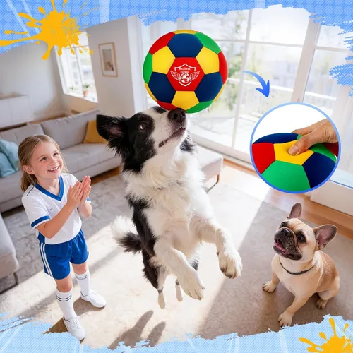 Vista 3 de HopeRock Pelota de Fútbol Blanda de Espuma para Interior Tamaño 4 para Niños para Tu Hogar, Ligera Segura y Divertida para Entrenamiento