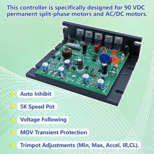 Vista 2 de KBIC-120 (9429) Chasis de accionamiento de CC compatible, control de velocidad del motor SCR DC de 120V, reemplazo directo para KB Electronics
