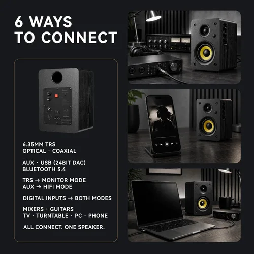 Vista 9 de Sanyun Altavoces activos para estantería SW206 80W 2.0, creador de modo Negro