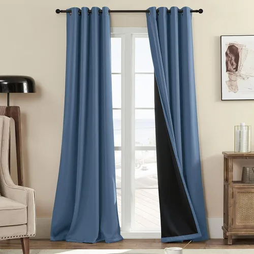 Vista 64 de Rutterllow - Cortinas 100% opacas, paneles de cortina con ojales, aislamiento térmico y bloqueo de luz para habitación y sala de estar
