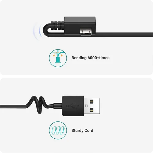 Vista 2 de TUSITA Cable de alimentación extra largo (26 pies 26.2 ft), cable extensor micro USB compatible con Garmin Dash Cam Mini 2, tándem