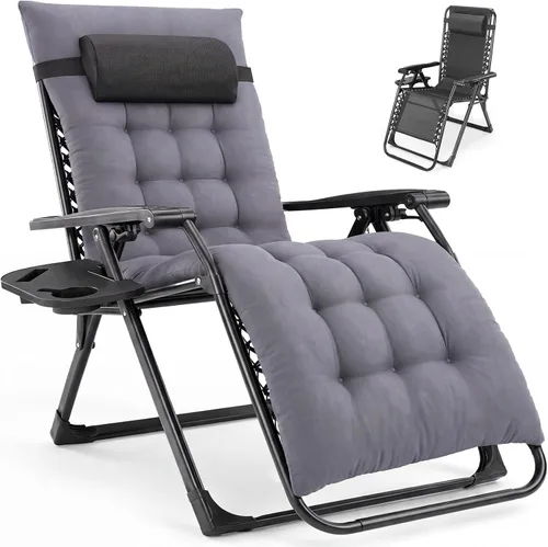 Vista 19 de NEWBULIG Silla de gravedad cero, reclinable plegable para patio con Oscuro
