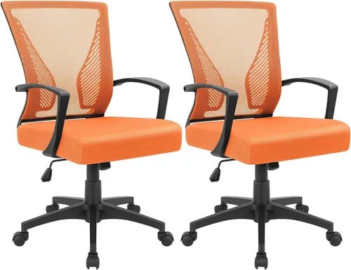 Vista 26 de Furmax Silla de oficina ergonómica de escritorio para computadora, silla de malla, respaldo medio, soporte lumbar giratorio con reposabrazos