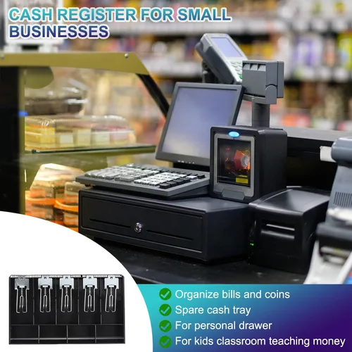 Vista 3 de PATIKIL Bandeja de dinero para caja registradora, bandeja de inserción de cajón, organizador portátil de caja de almacenamiento de dinero con clip