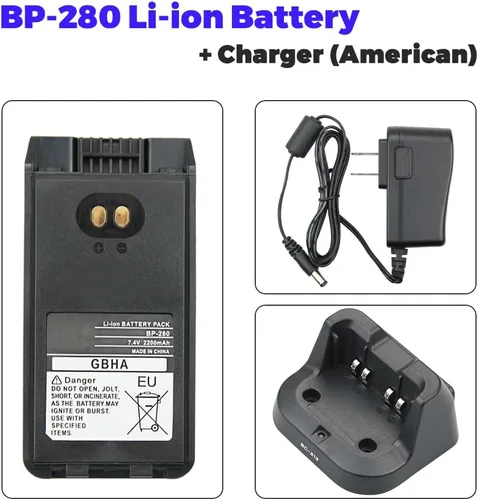 Vista 2 de Batería BP-280 de 7.4V 2200mAh con cargador BC-213 para ICOM F1000 F2000 F1100 F1000D F2000D F1000S F2000T F2100D A16 Radios Reemplazo de batería