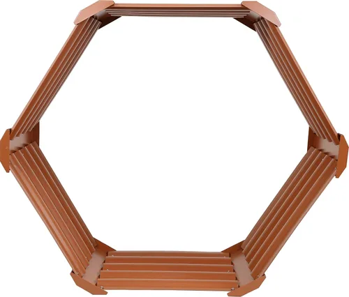Vista 9 de Sunnydaze - Cama de jardín elevada de acero galvanizado, marrón, hexagonal de 16.25 pulgadas de alto