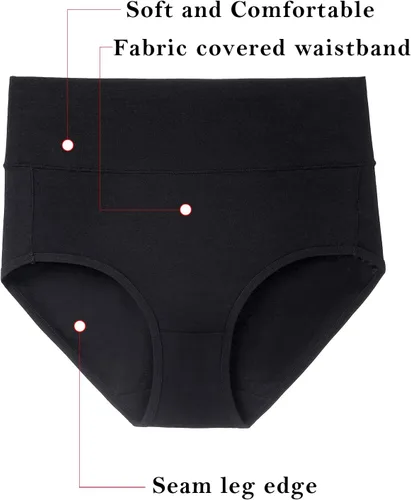Vista 2 de K-CHEONY Women's Underwear, High Waist Cotton Breathable Full Coverage Panties Brief Multipack Regular and Plus