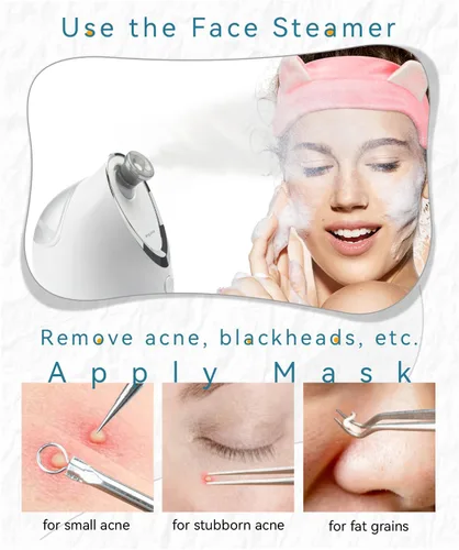 Vista 3 de Kingsmile Vaporizador facial, vaporizador facial 3 en 1 para cara, nanovaporizador compacto con aromaterapia, humidificador facial, boquilla