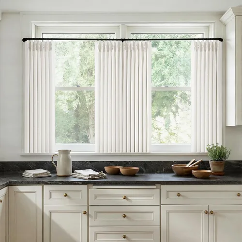 Vista 18 de TWODRAPES Juego de 2 paneles de cortinas plisadas de lino de 96 pulgadas de Avena