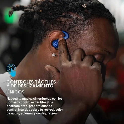 Vista 2 de JLab JBuds Sport ANC 4 True Auriculares inalámbricos, ANC híbrido, Bluetooth multipunto, 2 micrófonos ENC llamadas claras, IP66 a prueba de sudor