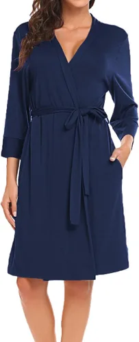 Vista 2 de Bluetime - Bata de algodón para mujer, kimono corto de algodón para usar como ropa para dormir o para relajarse.
