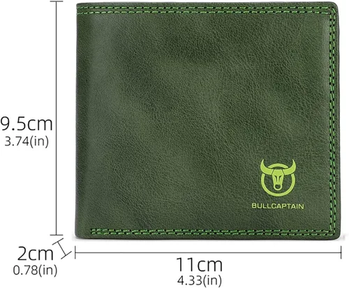 Vista 115 de LUKZIJAES Billetera de cuero genuino para hombre, con bloqueo RFID, delgada, plegable, bolsillo frontal, #3-Café, Vintage