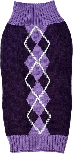 Vista 10 de Suéter Argyle tejido, para mascota Azul
