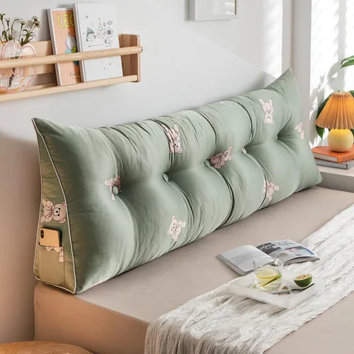 Vista 13 de Almohada triangular de lectura, almohada de cabecera de cuña para cama de día, respaldo de tatami, funda extraíble, cojín de soporte lumbar, azul