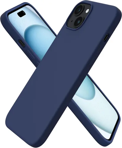Vista 12 de ORNARTO Funda compatible con iPhone 15 Plus de 6.7 pulgadas, silicona líquida delgada de 3 capas cubierta completa de goma de gel suave, funda