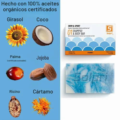 Vista 5 de Barra de jabón de champú de natación para cabello y cuerpo