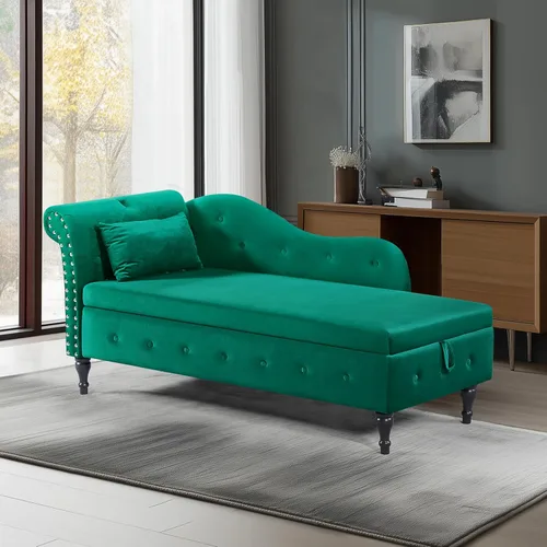 Vista 12 de Aoowow Banco de almacenamiento de terciopelo para dormitorio, extremo de la cama, sofá con brazo enrollado, tumbona para interiores con Gris 58