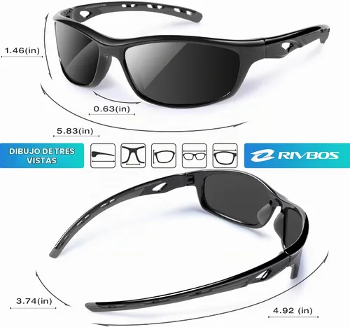 Vista 3 de RIVBOS Womens Polarized Sports Sunglasses UV400 for Driving Cycling RB833