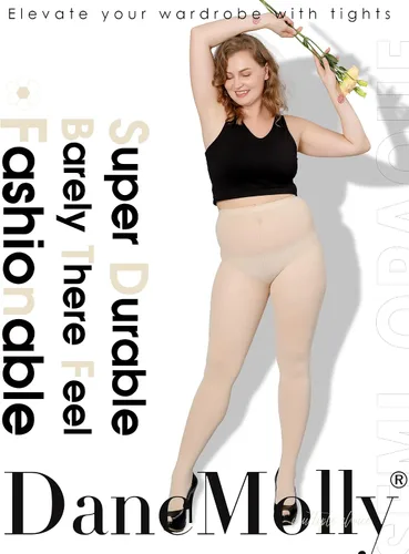 Vista 3 de DancMolly Medias de nailon semiopacas de cintura alta para mujer, con control superior