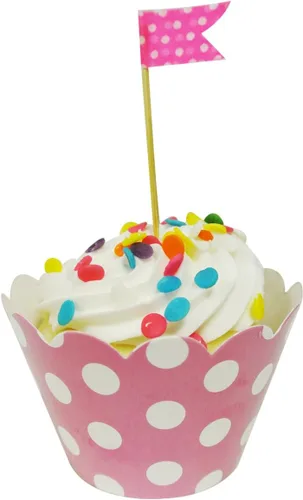 Vista 7 de AllyDrew Envolturas para cupcakes de lunares de tamaño estándar (juego de 20), color negro