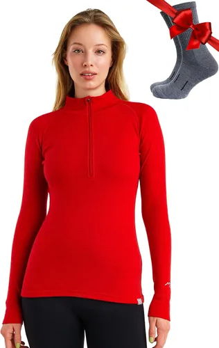 Vista 11 de Suéter 100% de lana merino con cremallera para mujer, capa base térmica con . 250 negro