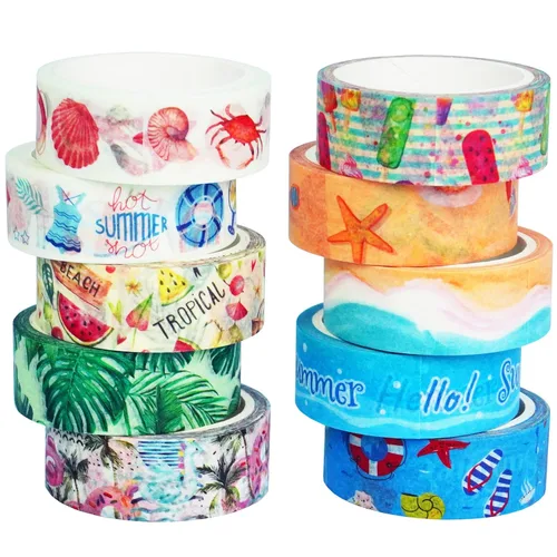 Vista 12 de YUBBAEX 10 Rollos Juego de Cinta Washi de Cuatro Estaciones Hierba Verde y Flores Cintas Decorativas de Enmascarar (Primavera)