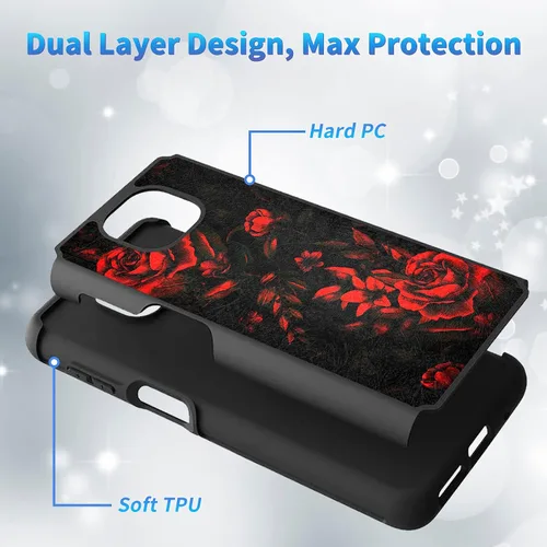 Vista 2 de Funda de teléfono 2 en 1 para Motorola G Power 2021 (6.6 pulgadas), resistente a prueba de golpes, de doble capa, de policarbonato duro, de goma