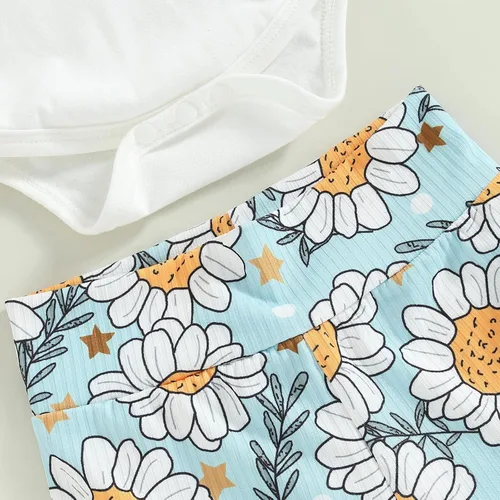 Vista 146 de Sejardin Ropa de verano para bebé y niña, recién nacida, manga corta, con letras, mameluco elástico con diadema