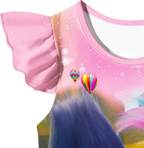 Vista 2 de LuckyBaby Vestido de disfraz para niñas pequeñas, vestido de manga larga, cuello redondo, suministros de fiesta de cumpleaños, vestidos de 2 a 7 años