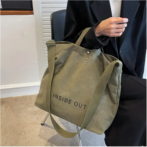 Vista 4 de Bolsos de lona para mujer, bolso de trabajo casual para hombro, bolso cruzado con asa superior, bolsos cruzados